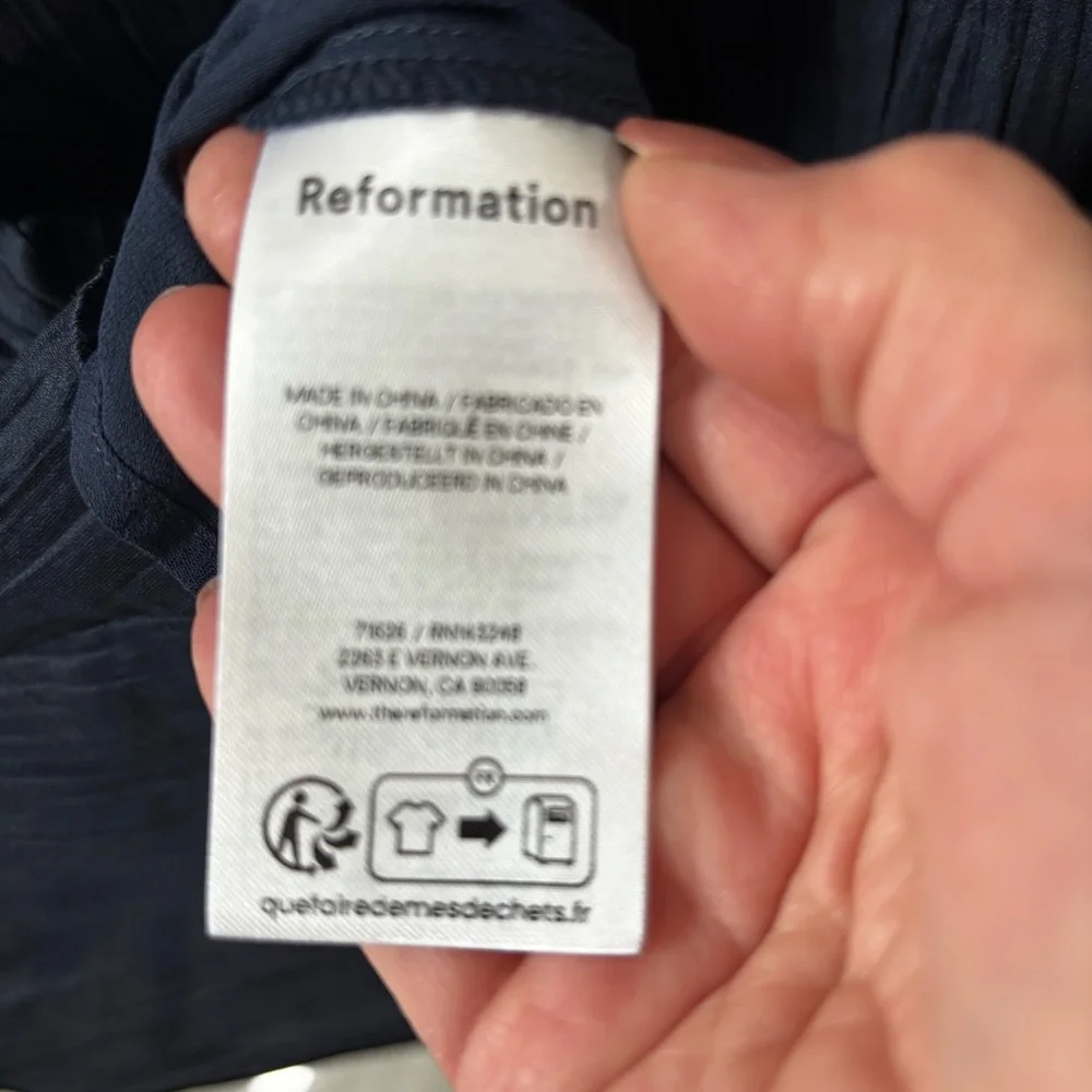 Reformation Navy Sleeveless Pleated Midi Dress - Picture 6 of 6